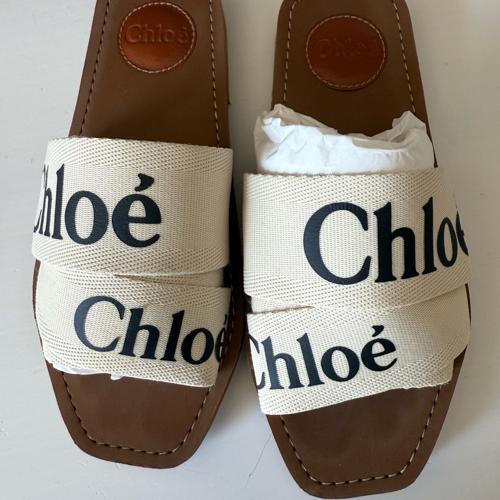 Chloé Woody Logo Slide Sandal 36